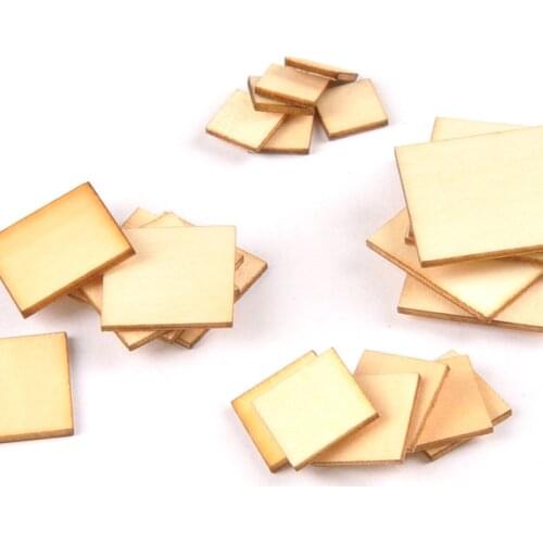 50pcs 10-50mm Wooden Crafts foursquare Pieces Scrapbooking Crafts wood decoration for Home Decoration m2133X