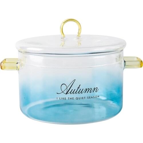 Glass Pot with Lid and Handle, Borosilicate Glass Saucepan,1L Multipurpose Heat-resistant Cooking Pot Pan for Soup Noodles