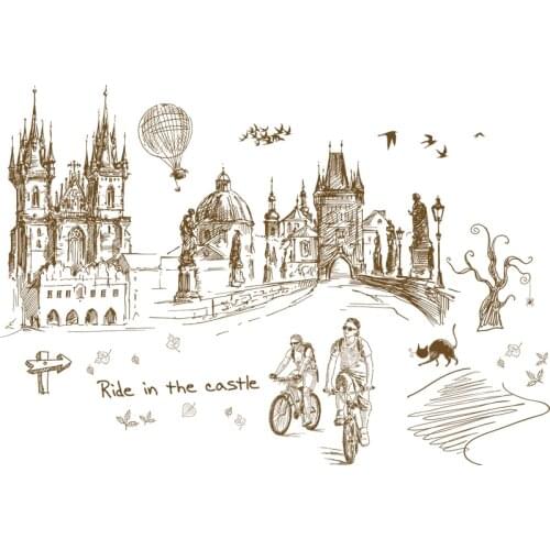 Retro City Travel Wall Sticker PVC backdrop decor for Home Decoration room Decals Wall Art Wallpaper Stickers on the wall poster