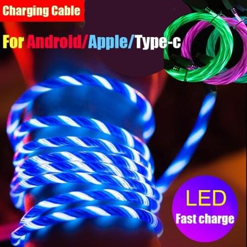 LED Glow Flowing Data USB Charger Quick Charge 3.0 Cable Glowing Magnetic USB Cable for Samsung Xiaomi Huawei iPhone
