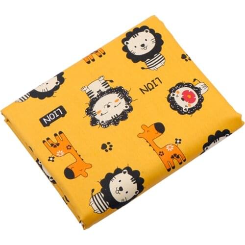 Printed Yellow cartoon lion Fabric, Patchwork Cloth For DIY Sewing Quilting Baby&Childs Bed Clothes Material50x160cm
