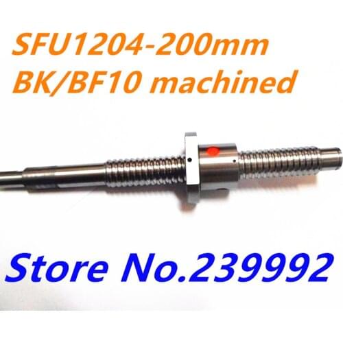 SFU1204 200mm C7 rolled Ball Screw RM1204 L 200mm ballscrew with SFU1204 single ballnut for CNC parts BK/BF10 machined