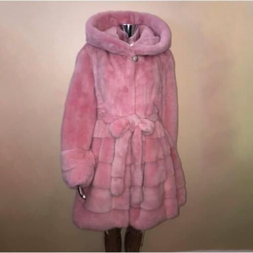 Pink Color Natural Mink Fur Coat for Women 2021 New Winter Fashion Real Mink Fur Coat with Hood Trendy Fur Overcoat Luxury Woman