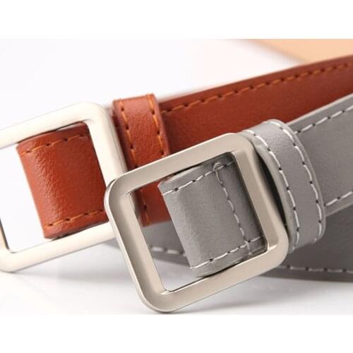 Women Belt Classic Fashion Vintage Solid Leather Waistband Belt Strap Belts without Holes Square Buckle