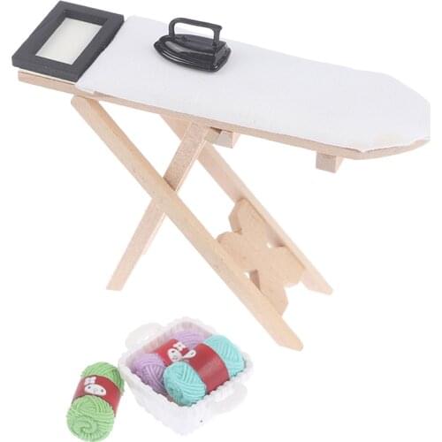 1:12 Dollhouse Miniature Furniture Ironing Board Scene Set Model For Doll House Home Decor