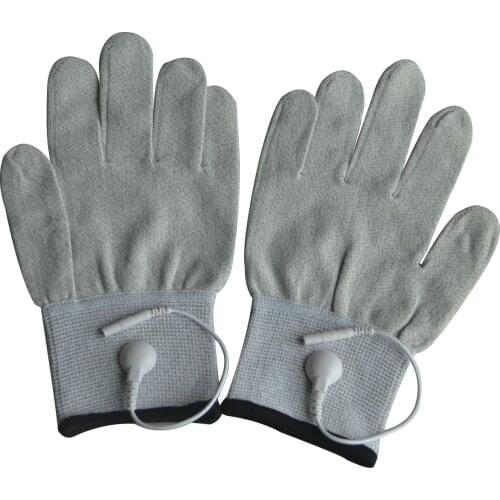 10 Pairs/Pack Conductive Massage Gloves physiotherapy electrotherapy electrode Gloves Use with Tens Massage Light Gray