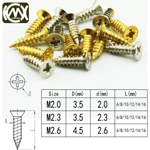 100pc/lot Long-term sale of wooden box hardware with self-tapping screws,Large quantity of Cong,Specification:M2*6/*8/*10/*12mm