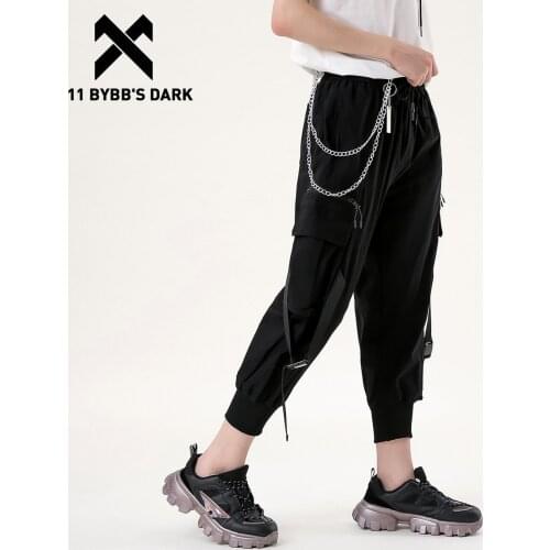 11 BYBBS DARK Zipper Ribbon Cargo Pants Man Harajuku Streetwear Ankle-Length Pants Tactical Joggers Men Trousers Techwear 2021