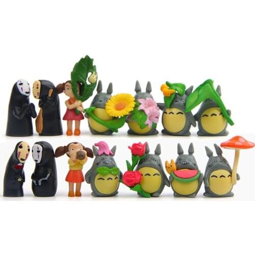 14pcs/lot My Neighbor Totoro Kiki Kikis Delivery PVC Cat Action Figure Doll Spirited Away No Face Resin Plastic Model