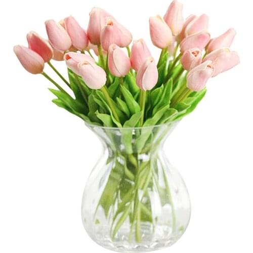 20 Heads Artificial Tulips Flowers Bouquet for Home Room Office Party Wedding Decoration Excellent Gift Idea for Mothers Day