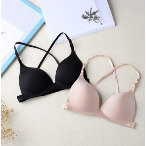 2017 Deep V Sexy Lingerie Cross strappy Bra Seamless Underwear Brassiere Push Up Bras For Women wireless Halter Bralette Bra top