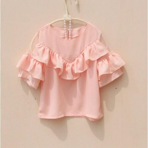 2019 Summer baby girl clothes children clothing fashion ruffles short sleeve chiffon t-shirt kids clothes girl t shirt 2-16Y