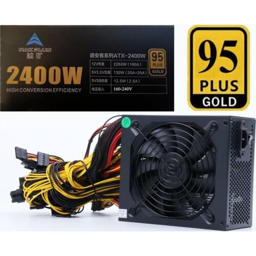2400W Modular Power Supply For 6 / 8 GPU Eth Rig Ethereum Coin Mining 95 Gold