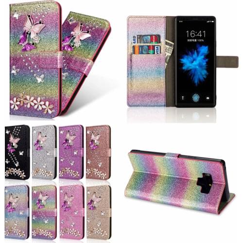 A70E A41 S20 Glitter Case 3D Butterfly Diamond Floral Leather Flip Case S8 S9 S10 Plus Note10 A50 A70 M20 M10 A40 Wallet Bags