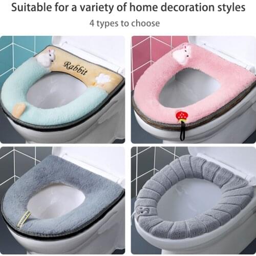 Bathroom Toilet Seat Cover Set Thicken Soft Coral Velvet Rainbow Color Zipper Toilet Case Warm Waterproof WC Potty Cover SWZ024