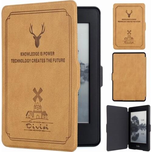 For Amazon Kindle Paperwhite 3 Case PU Leather Kindle Cover Hard Back Auto Wake Up/Sleeping Capa Gadget for 6" Paperwhite 1 2