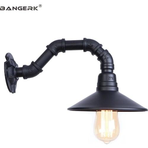 Black Iron Retro LED Wall Light American Industrial Water Pipe Wall Lamp Loft Decor Edison Sconces Aisle Bedside Home Lighting