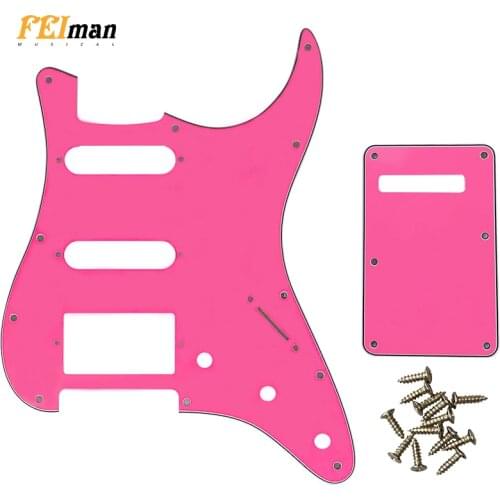 Pleroo Guitar Parts 11 Hole Pickguard With Back Plate For Fender Strat USA/Mexican Standard ST HSS With PAF Humbucker