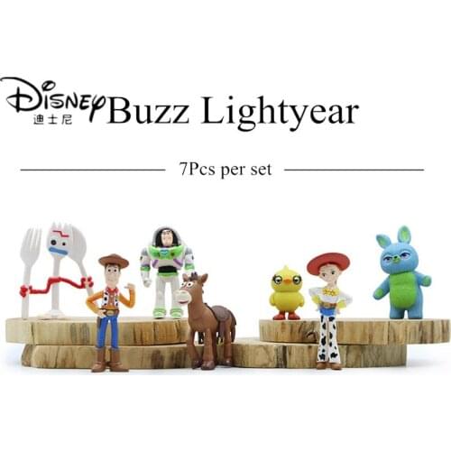 Disney 7Pc Toy Story 4 Woody Jessie Buzz Lightyear Action Figure Model Doll Figurine Christmas Birthday Gifts for Children Kids