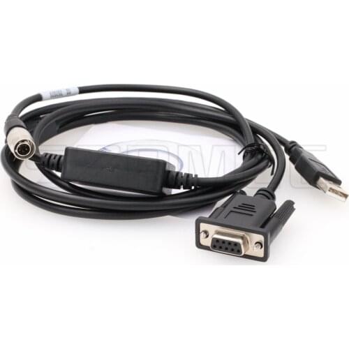 Hirose 6 Pin Male to Serial RS232 DB9 + USB Data Cable for Nikon DTM352 DMT452 DTM330 Total Station