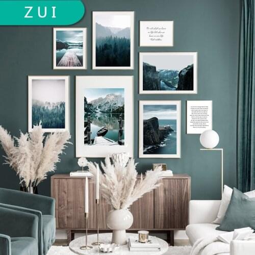 Nature Forest Lake Canvas Painting Landscape Wall Print Bridge Boat Nordic Art Poster Scandinavian Picture Modern Home Decor