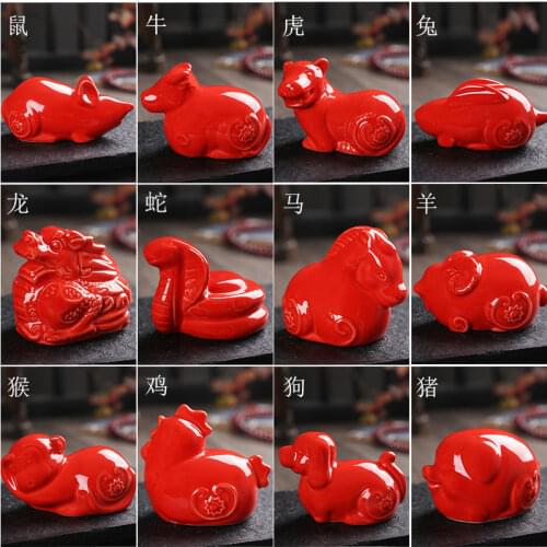 Home decoration ceramic zodiac rat, cow, tiger, rabbit, dragon snake, horse, sheep, monkey, chicken, dog and pig