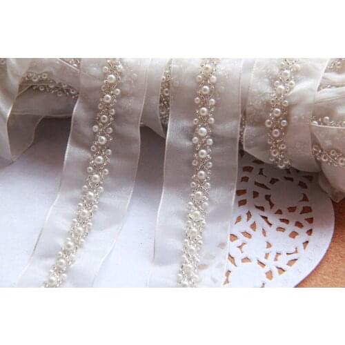 4meters/lot diy ivory pear beaded lace trim bridal wedding lace trim craft