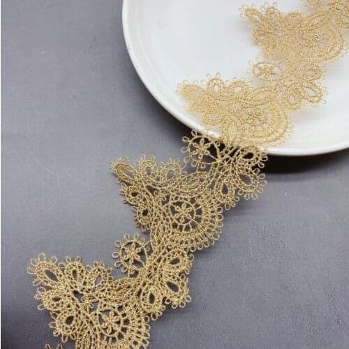 10Yard/Lot 6CM Wide Gold Thread Water Soluble Lace Trim Doll Lolita Clothing Baby Dress Headwear Necklace Accessories