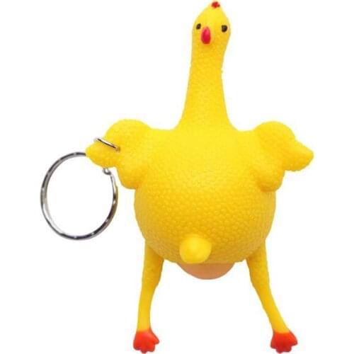 Laying Hens Squeeze Vent Decompression Decompression Squeeze Laying Hens with Keychain Trick Funny Adult Childrens Toy Gift