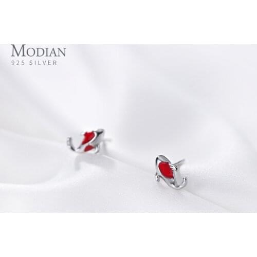 Modian Lovely Mini Tiny Lucky Fish Stud Earrings for Women Fashion 925 Sterling Silver Anti-Allergy Ear Pin Fine Jewelry Brincos