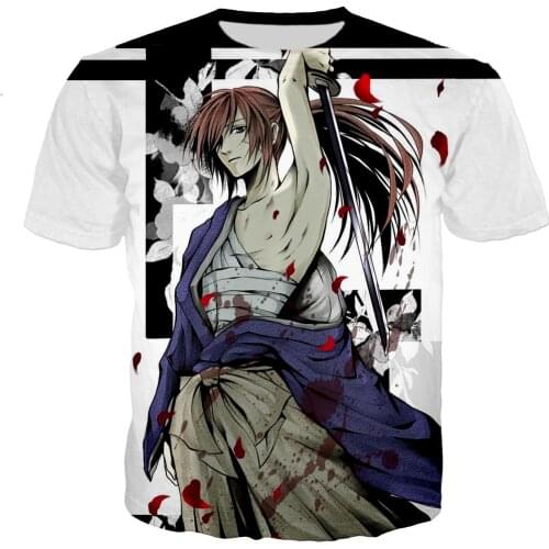 Men/women 2021 3D Anime Rurouni Kenshin Kenshin Samurai Printed T-shirt Casual Harajuku Style Streetwear Unisex Fashion Clothes