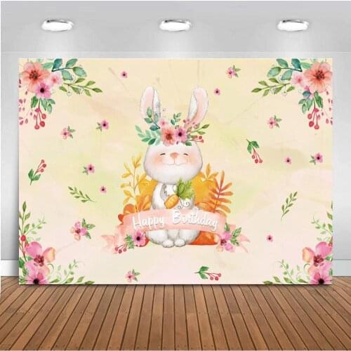Some Bunny is Turning One Backdrop Spring Bunny Baby Girls 1st Birthday Party Banner Background Photography