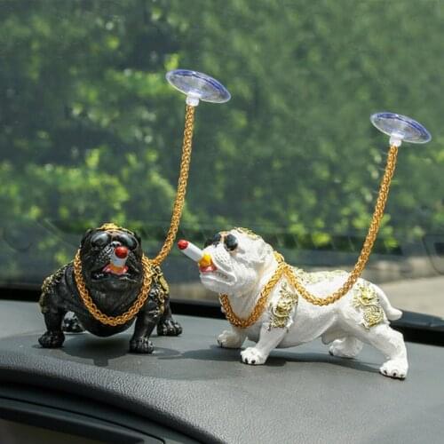 New Version Cool Bulldog Resin Car Dashboard Toys Car Ornaments Creative Voiture Ornament Car Interior Decoration Accessories