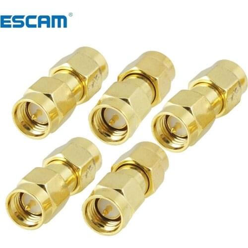 New Hot 5 pcs Gold Tone SMA Male to SMA Male Plug RF Coaxial Adapter Connector