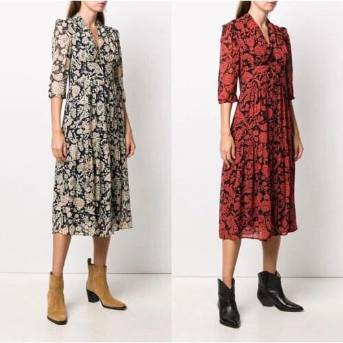 2021 Spring and Summer New Classical Printed Viscose Midi Dress Women Elegant