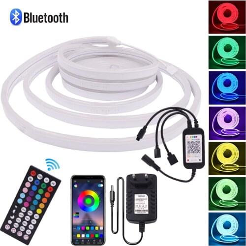 New Arrival RGB Neon Light DC12V SMD5050 Neon Ribbon Waterproof Outdoor Lighting Bluetooth Music 72Leds/m Flexible Led Strip