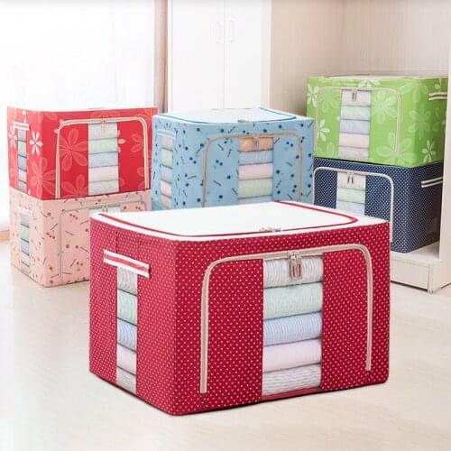 Cartoon Pattern Storage Box Oxford Cloth Folding Zippered Clothing Organizer Family Underwear Storage Bins Clothes Organiser