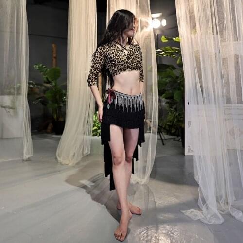 S265+Q3110 Belly Dance Dress Performance Clothes Women Sexy Half Sleeve Top Tassel Skirt Selected for Latin Dancing Dress