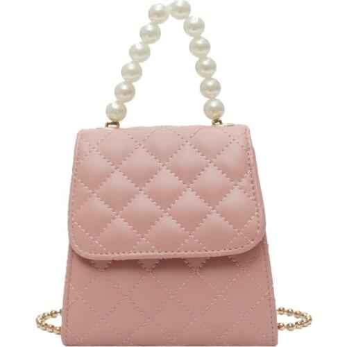 PU Single Shoulder Bag Korean Style Pearl Handbag with Chain Strap for Women Best Sale-WT