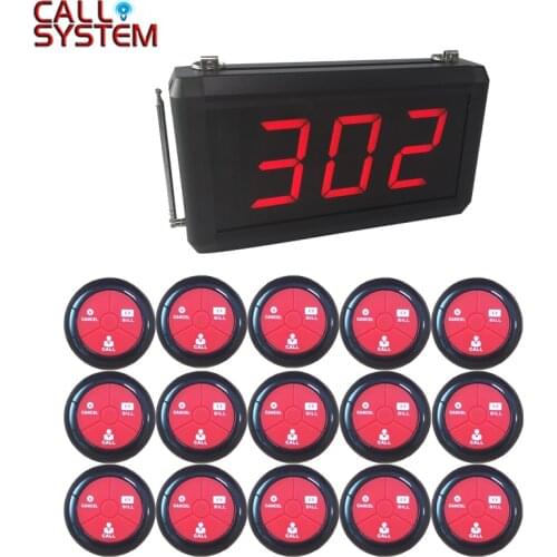 Restaurant Waiter Calling System Wireless Table Bell Pagers 1 host receiver 15 Call Transmitters with Voice Broadcast