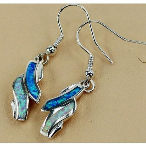 SHUNXUNZE Rock Luxury Engagement Wedding Earrings For womens clothing accessories pink white blue mix opal Rhodium Plated R3587