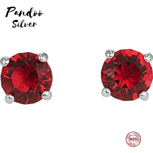 PANDOO Fashion Charm Sterling Silver Original 1:1 Copy, Red Elegant And Exquisite Wild Earrings Womens Luxury Jewelry Gifts