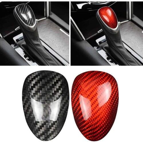 Carbon Fiber Car Gear Shift Knob Cover Trim Decoration For Cadillac ATS 2013 2014 2015 2016 2017 2018 2019 Black/Red