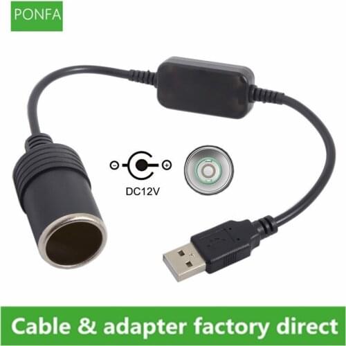 USB 5V To DC 12V Car Charger Socket Converter Adapter Auto Interior Accessories 30cm/0.3m