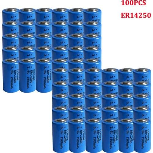 100PCS ER14250 LS14250 3.6v battery 1/2aa LiSOCl2 Lithium Battery Batteries for GPS Instruments and Apparatuses Gas Water Meter