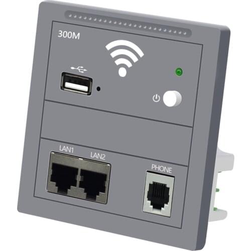 300Mbps Dual LAN ports with RJ11 phone USB 802.3af standard POE 86-type European standard in-wall access point router AC100-240V