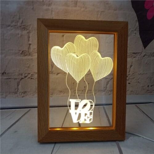 3D Visual Wooden Night Light LED Photo Frame Various Camera Image Lamp Bedroom Bedside Decoration Creative Gift