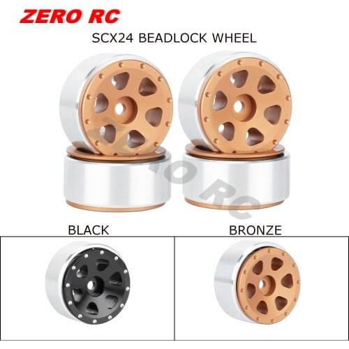 4PCS CNC ALLOY 1.0" Beadlock Micro OFF-ROAD Wheel Rim Hub For 1/24 Rc Car Axial SCX24 90081 AXI00001