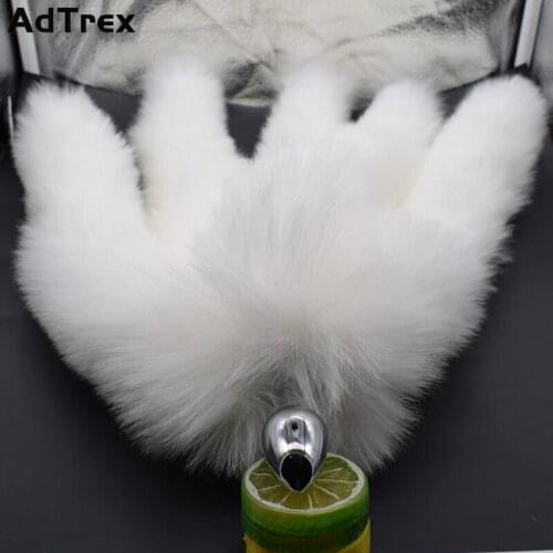 40cm Sexy Fox Metal Butt Plug Tail Flirt Anal Spigot Prostate Massager Anus Piston for Couple Cosplay Adult Erotic Toys