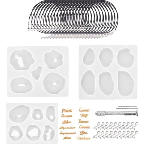 47Pcs Epoxy Resin Casting Mold Set Silicone Necklace Pendant Mould Kits